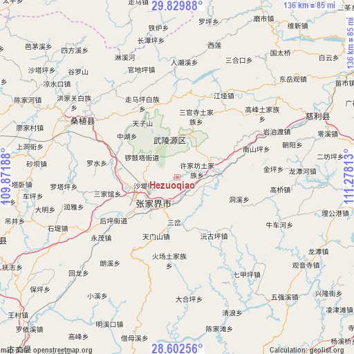 Hezuoqiao on map