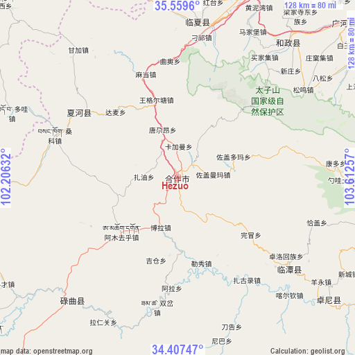 Hezuo on map