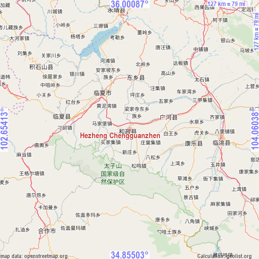 Hezheng Chengguanzhen on map