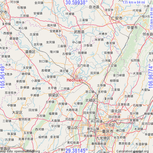 Hechuan on map