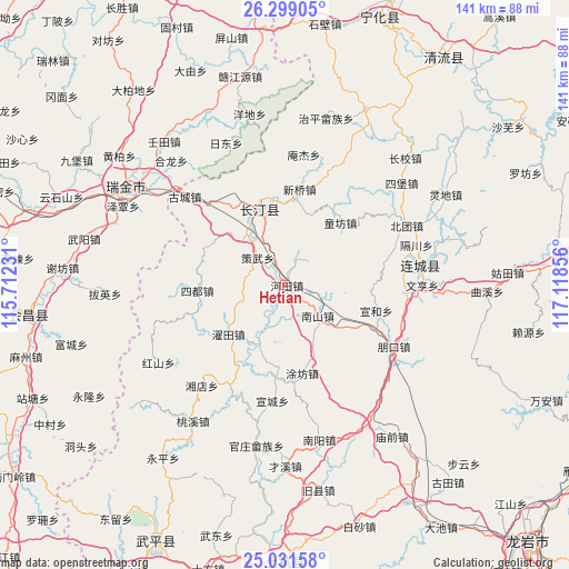 Hetian on map