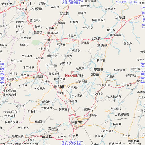Heshui on map