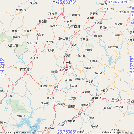 Heshui on map