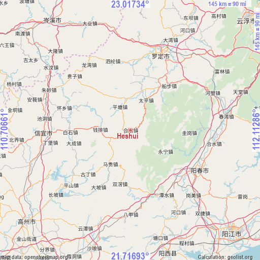 Heshui on map