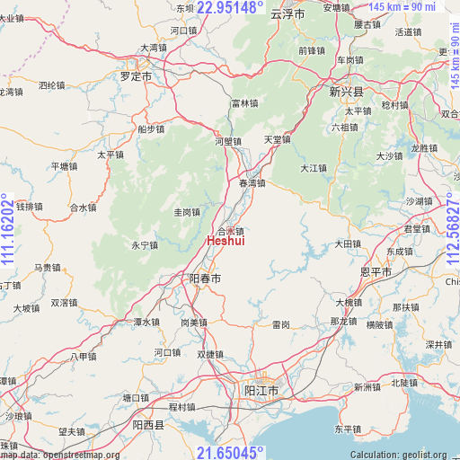 Heshui on map