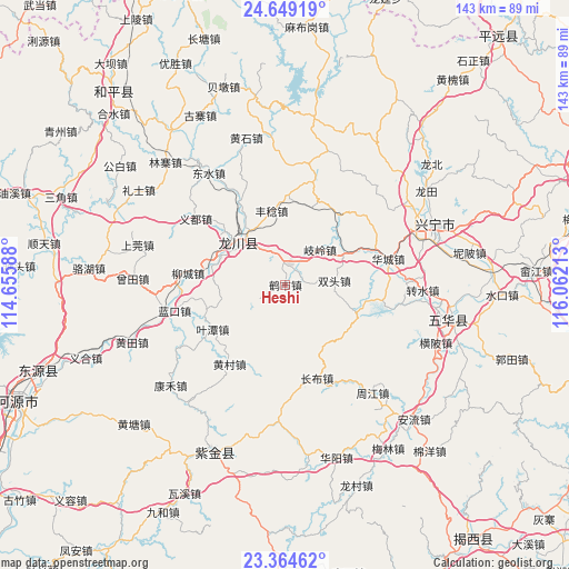 Heshi on map