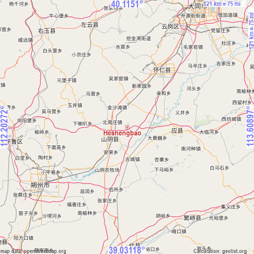 Heshengbao on map