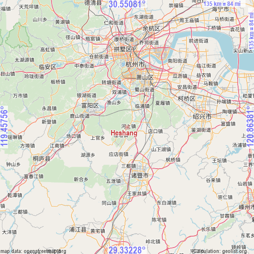 Heshang on map