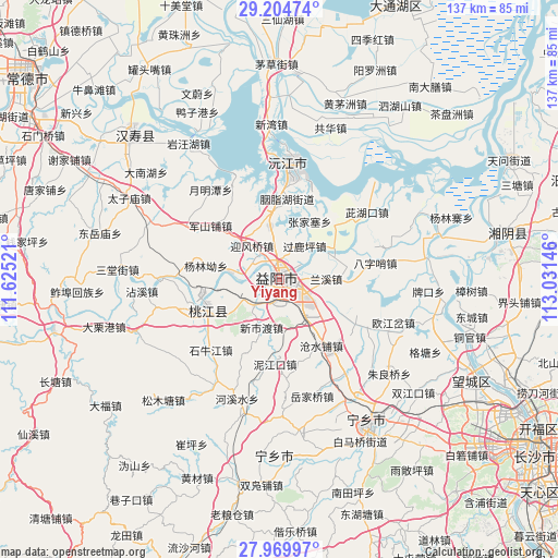 Yiyang on map
