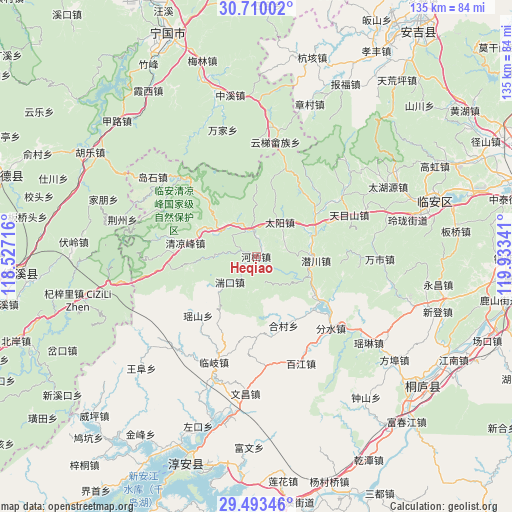 Heqiao on map