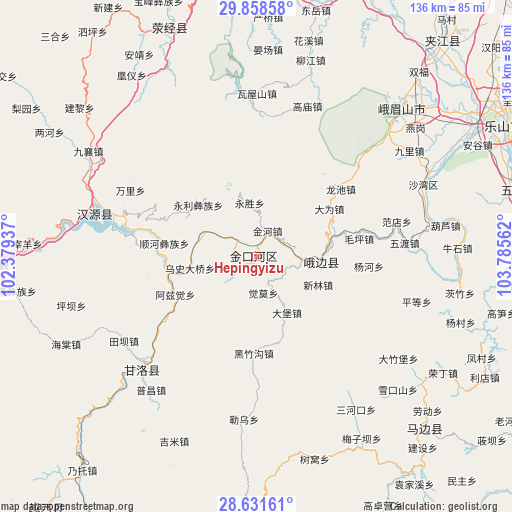 Hepingyizu on map