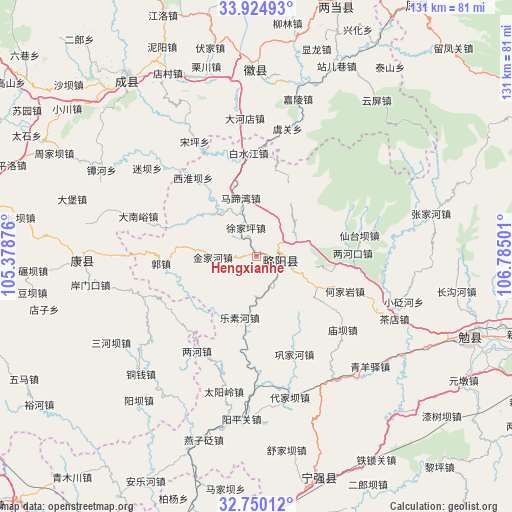 Hengxianhe on map