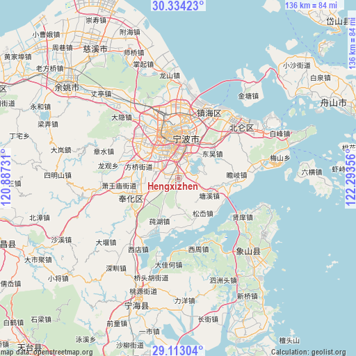 Hengxizhen on map