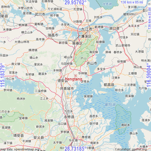 Hengtang on map