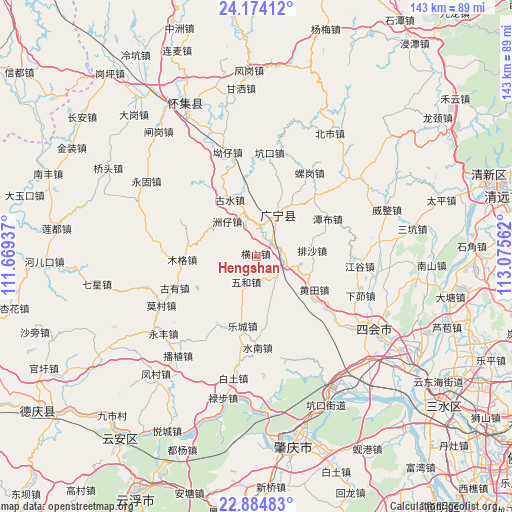 Hengshan on map