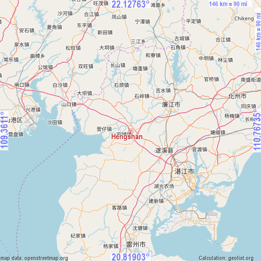 Hengshan on map