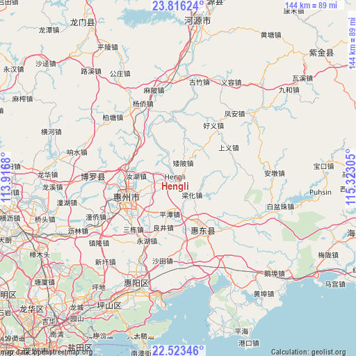 Hengli on map