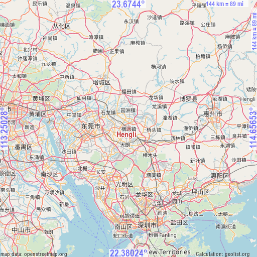 Hengli on map