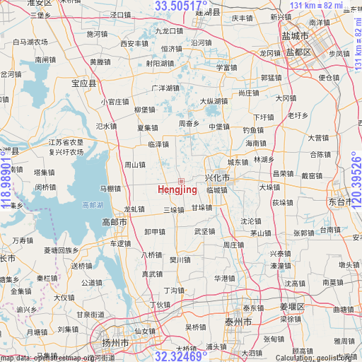 Hengjing on map