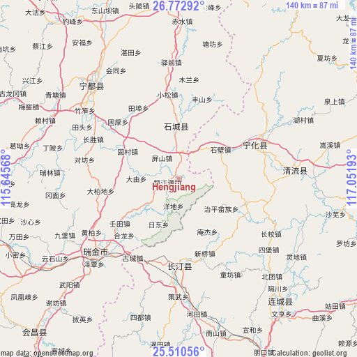 Hengjiang on map