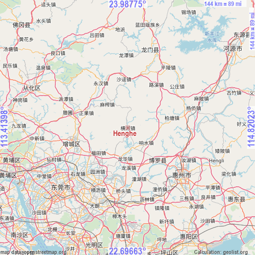 Henghe on map