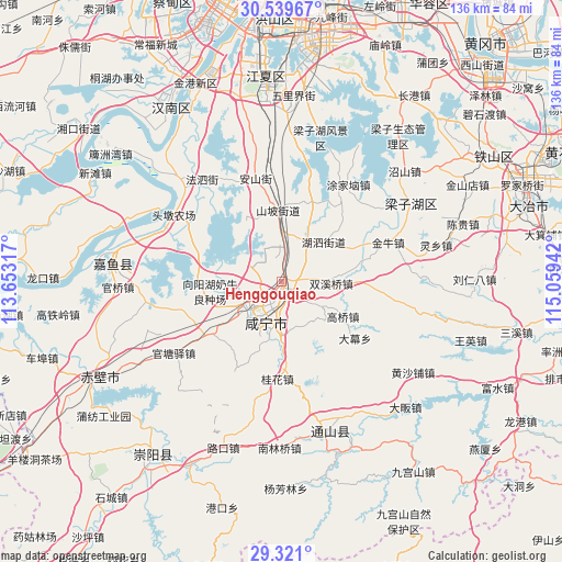 Henggouqiao on map