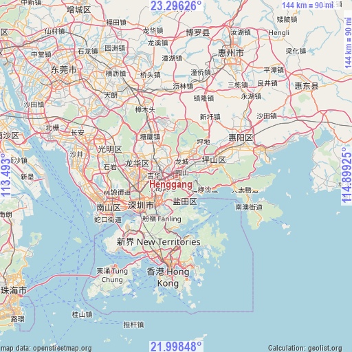 Henggang on map