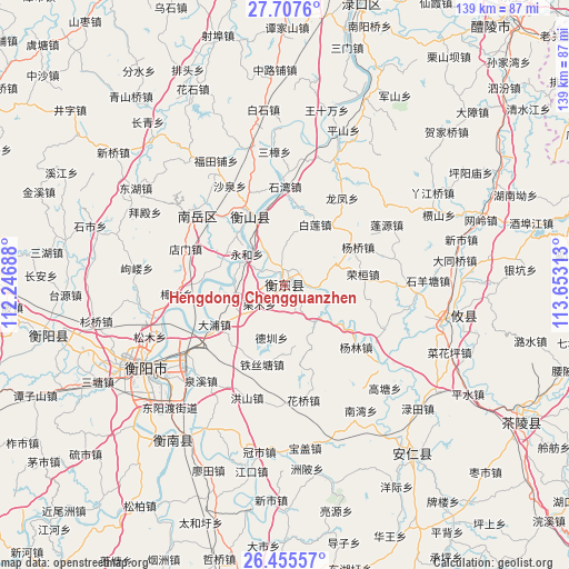 Hengdong Chengguanzhen on map