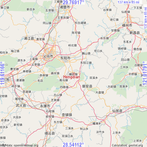 Hengdian on map