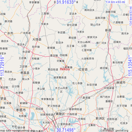 Hekou on map