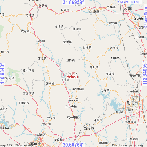 Hekou on map