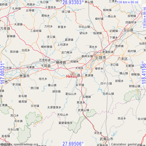 Hekou on map