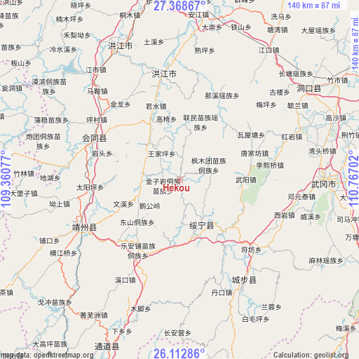 Hekou on map