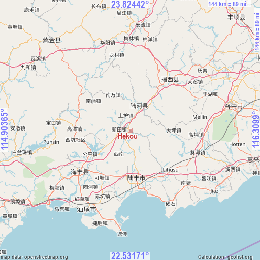 Hekou on map