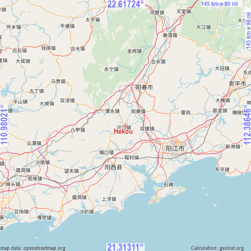 Hekou on map