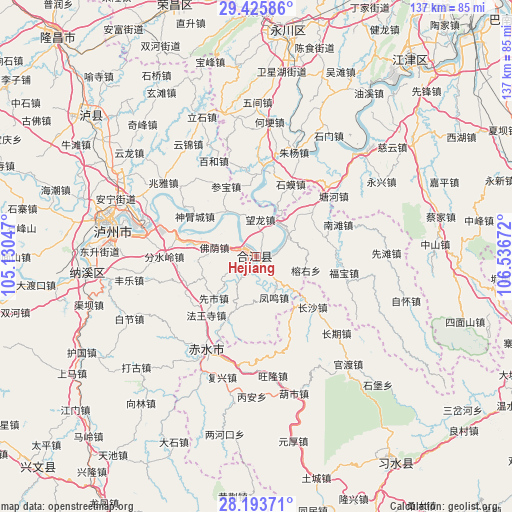 Hejiang on map