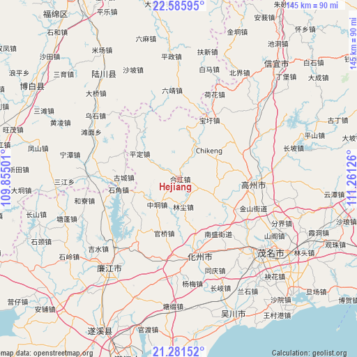 Hejiang on map