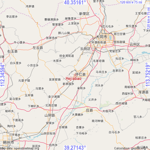 Hejiabao on map