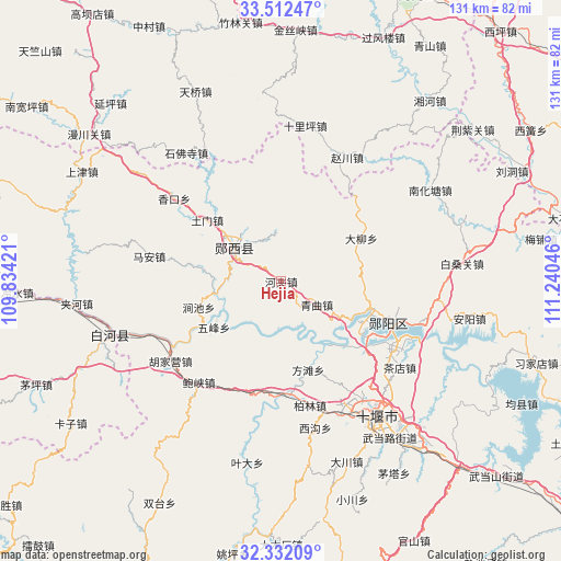 Hejia on map