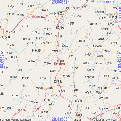 Heishui on map