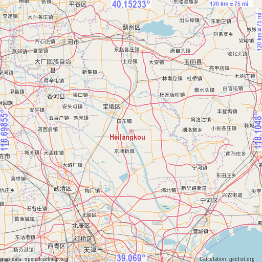 Heilangkou on map