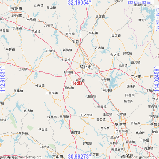 Hedian on map