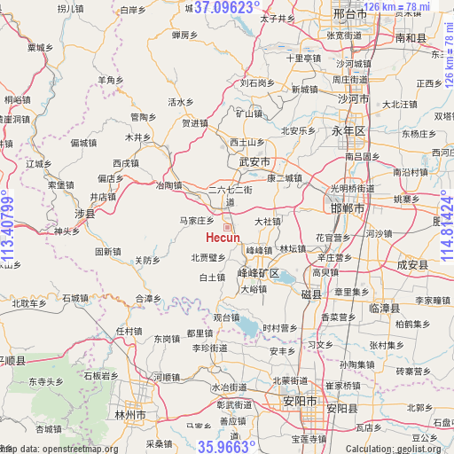 Hecun on map