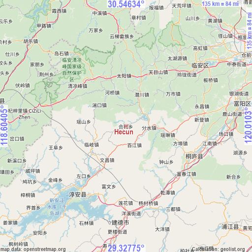 Hecun on map