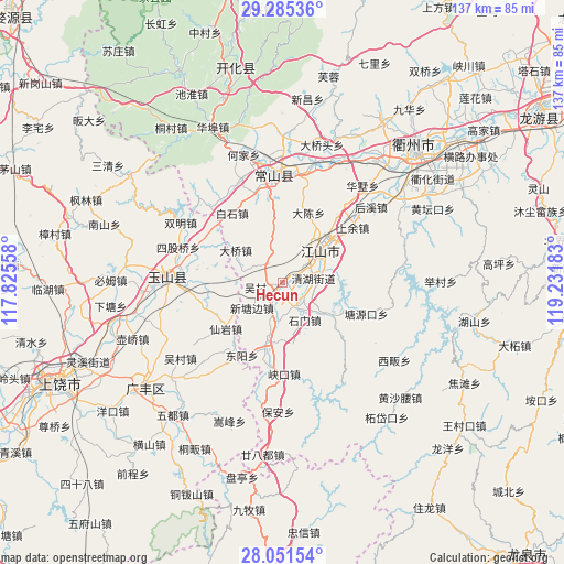 Hecun on map