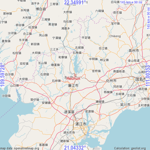 Hechun on map