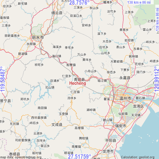 Hecheng on map