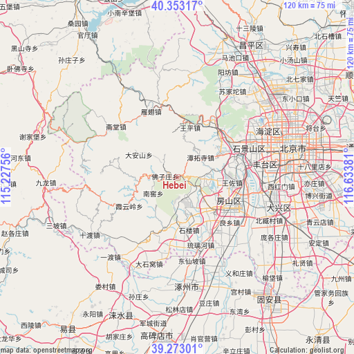 Hebei on map