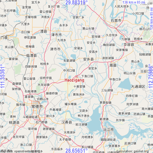 Haozigang on map