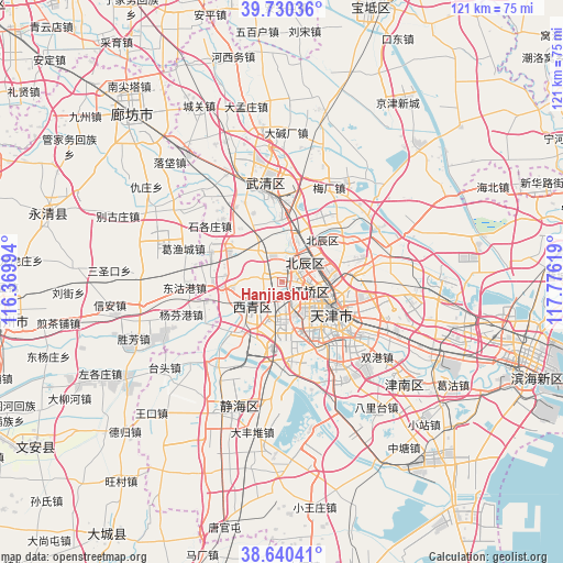 Hanjiashu on map